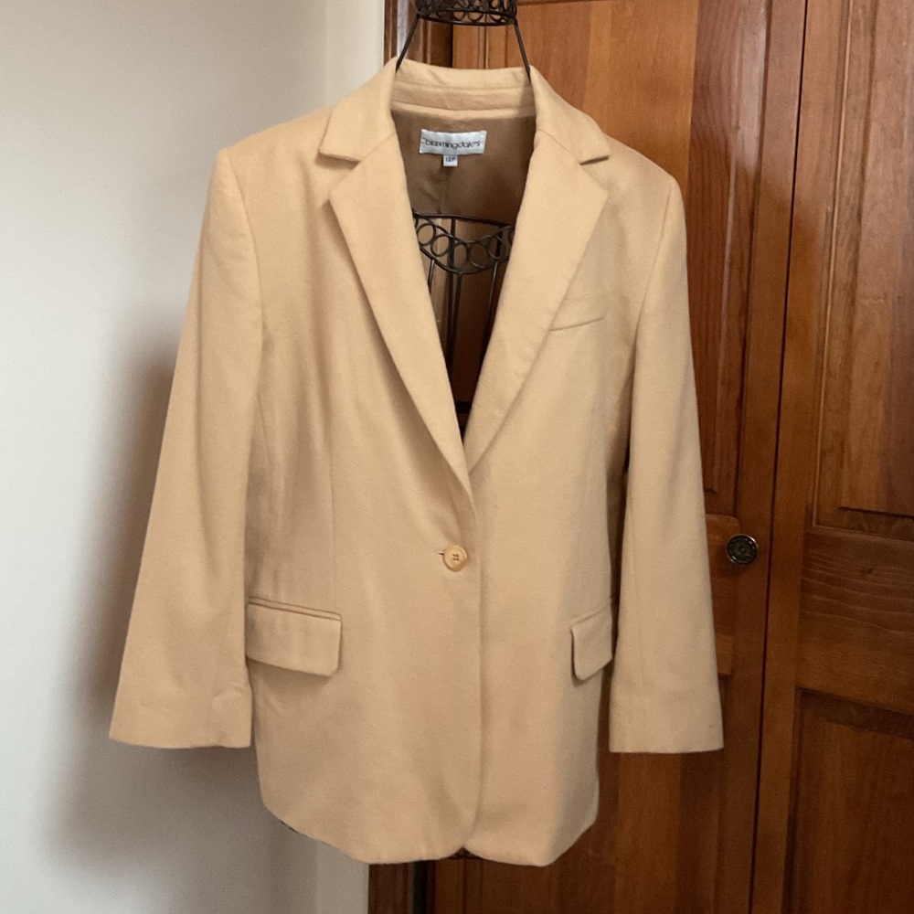 Bloomingdale's Cream Single-Button cashmere blazer, 12P